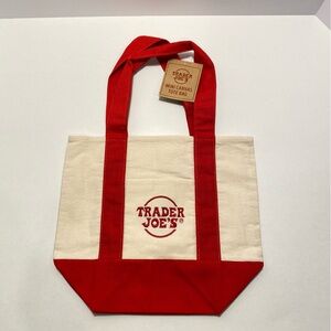 Trader Joe's Red and Cream Mini Tote Bag